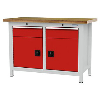 Werkbank 1250 x 600 met 2 lades, 2 deuren