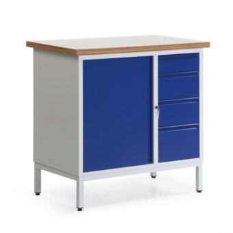 Kleine compacte werkbank met kast en 4 schuifladen