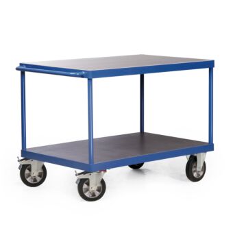 Tafelwagen hoog belastbaar met 2 laadvlakken en horizontale duwbeugel Serie R 1200