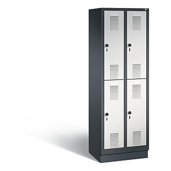 48320-20 Garderobekast met sokkel en 2 afdelingen boven elkaar