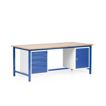 Werkbank met 2 kasten lades deur