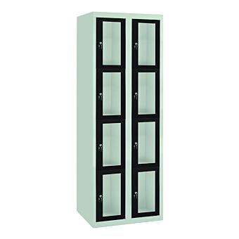 Vakkenkast met 4 vakken boven elkaar en plexiglas deuren PICO