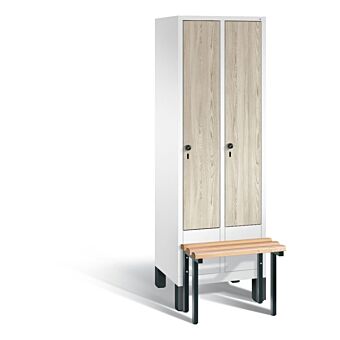 Garderobekast met voorgebouwde zitbank met houten deuren S3500 Evolo