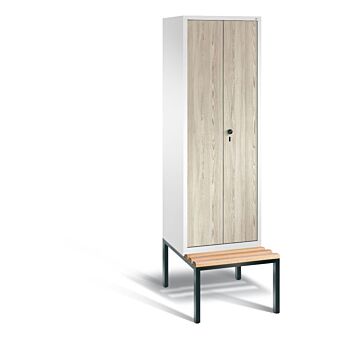 garderobekast houten deuren zitbank