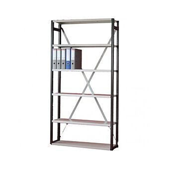 Beginrek metalen legbordstelling.