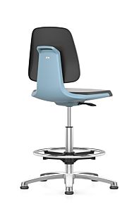 Laboratoriumstoel Labsit-Glijders/Voetenring-Blauwe zitschaal
