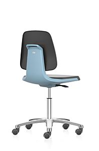 Laboratoriumstoel Labsit-Wielen-Blauwe zitschaal