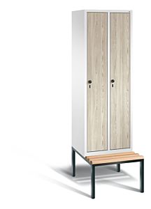Garderobekast met houten deuren met ondergebouwde zitbank S3500 Evolo