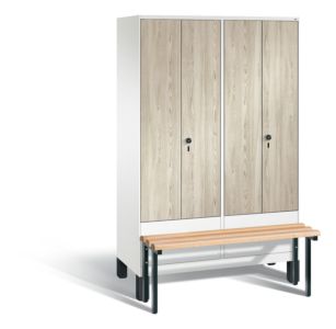 Garderobekast met voorgebouwde zitbank en naar elkaar toeslaande deuren S 3500 Evolo-4-300-MDF