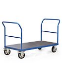 Platformwagen serie R 1200 belastbaar tot 1.200 kg. met 1 of 2 duwbeugels of met 1 of 2 kopwanden.