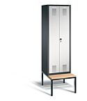 Garderobekast met ondergebouwde zitbank en naar elkaar toeslaande deuren 48052-20
