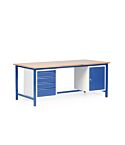 Werkbank met 2 kasten lades deur