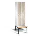 Garderobekast met houten deuren met ondergebouwde zitbank S3500 Evolo