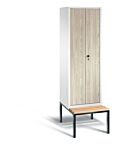 garderobekast houten deuren zitbank