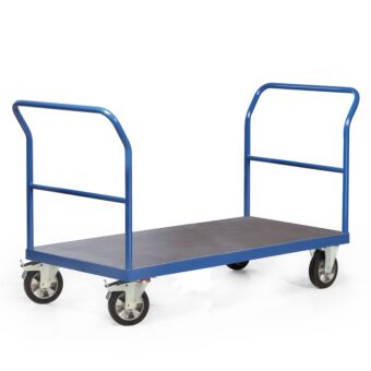 Platformwagen serie R 1200 belastbaar tot 1.200 kg. met 1 of 2 duwbeugels of met 1 of 2 kopwanden.